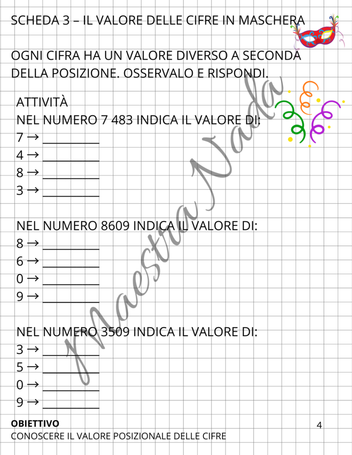 Carnevale matematico classe quarta scuola primaria