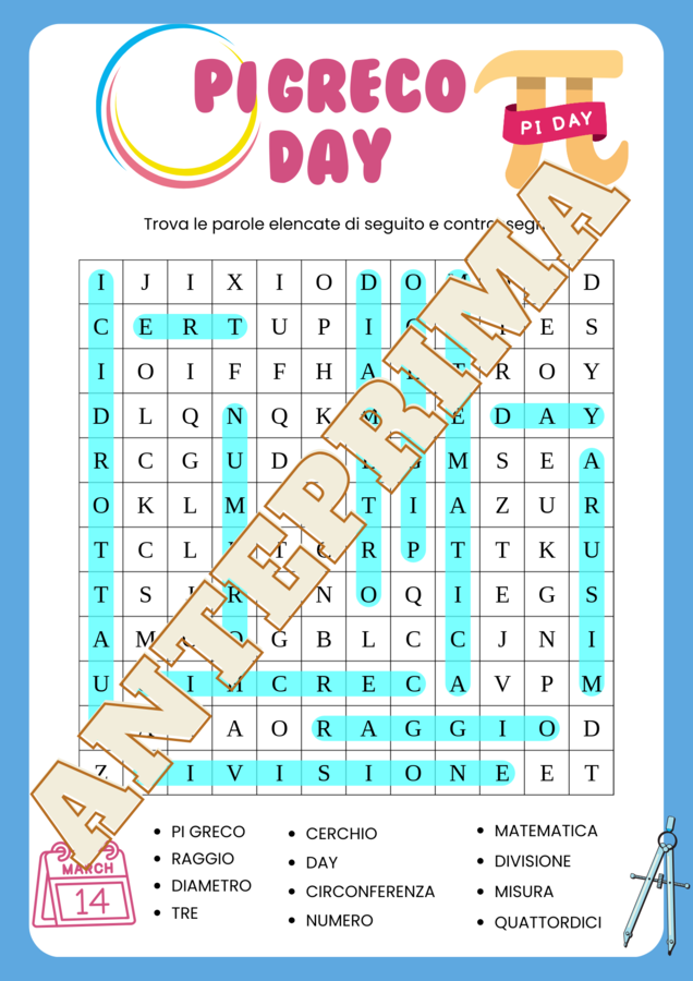 Crucipuzzle Matematico per il Pi Greco Day!