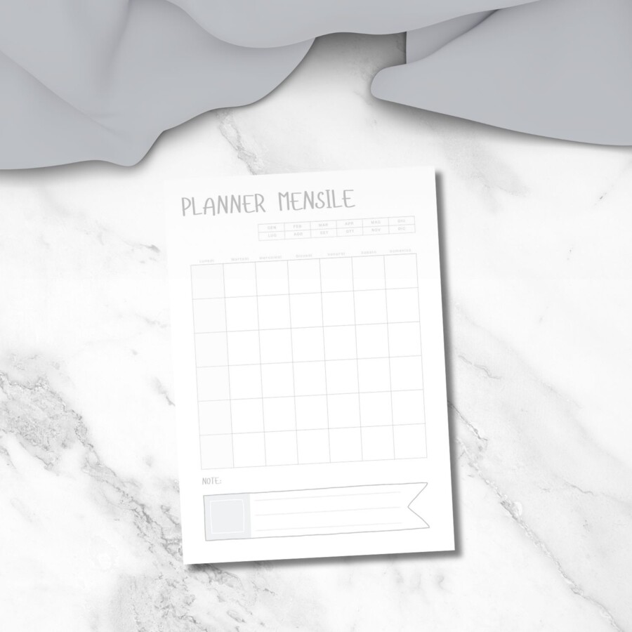 Planner mensile da stampare in PDF