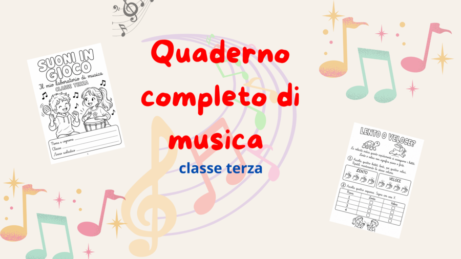 Quaderno completo di musica classe terza primaria