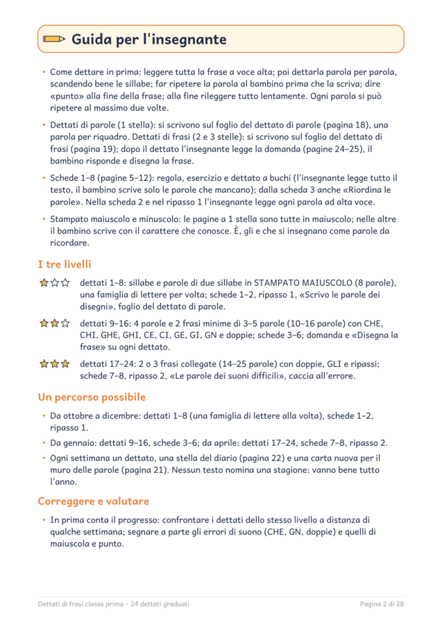 Dettati di frasi classe prima: 24 dettati graduati