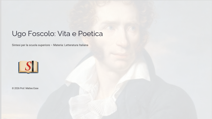 UGO FOSCOLO: VITA E POETICA – Lezione Completa (18 Slide + Verifica + Griglia)