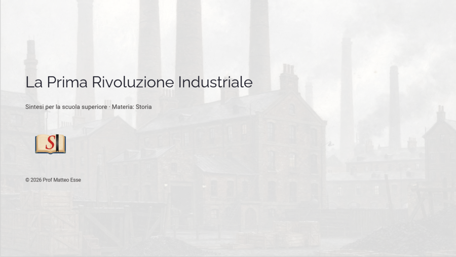 La Prima Rivoluzione Industriale: Unità Didattica Completa (Slide + Verifica + Soluzioni)