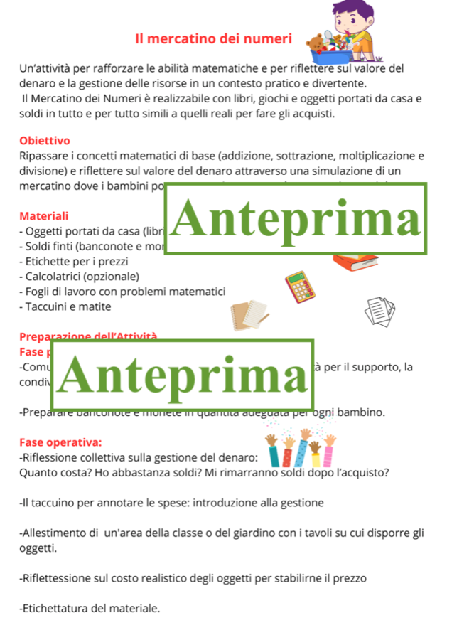 Il mercatino dei numeri-per una matemativa in situazione