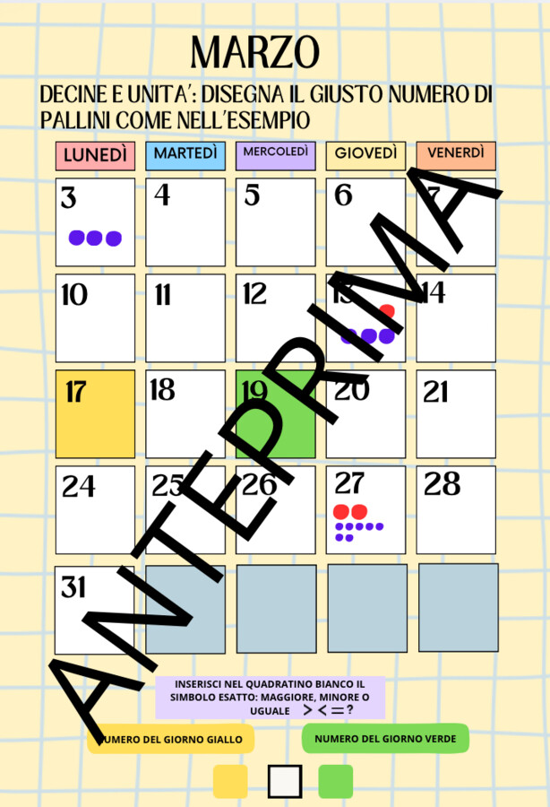 Calendario matematico/classe prima