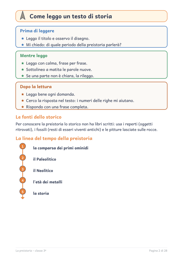 La preistoria classe terza: letture e verifiche