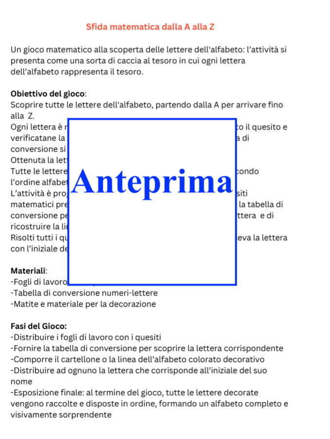 Sfida matematico-creativa dalla A alla Z