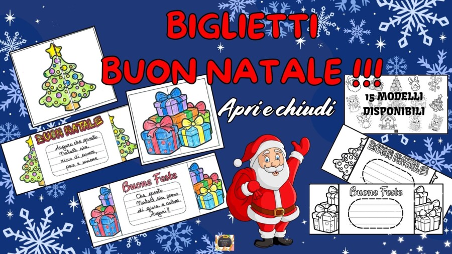 KIT 15 BIGLIETTI DI BUON NATALE - Apri e chiudi -