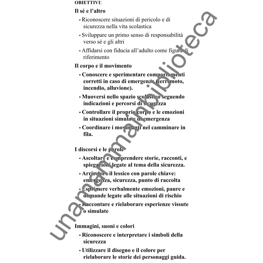 PROGETTO SICUREZZA ( alla scuola dell'infanzia e al nido)
