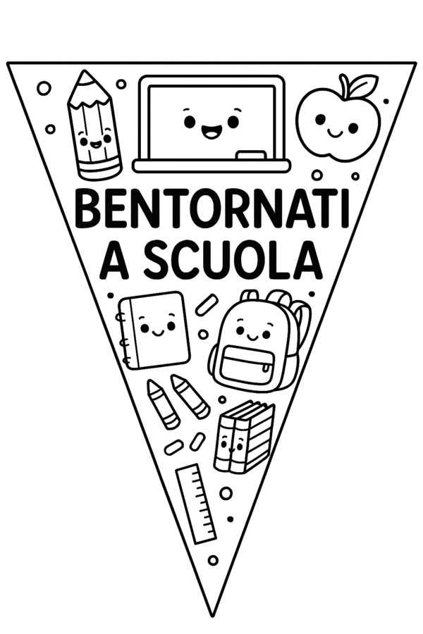 Bandierina Back to school da colorare