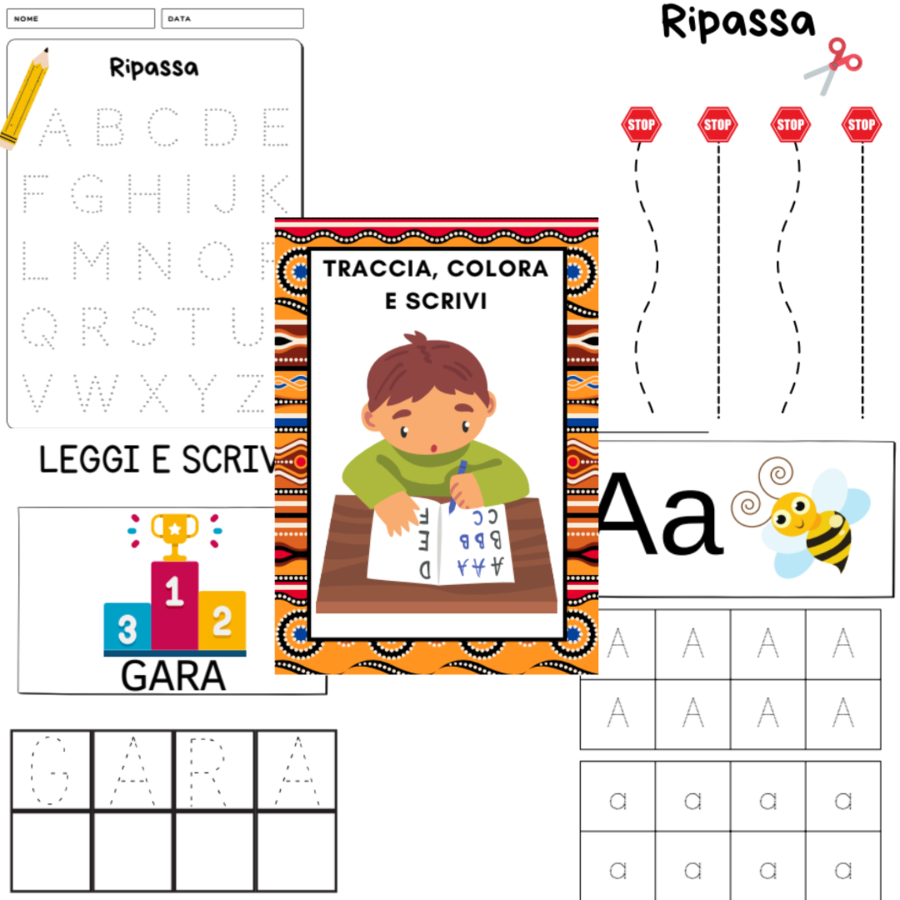 Traccia, colora e scrivi