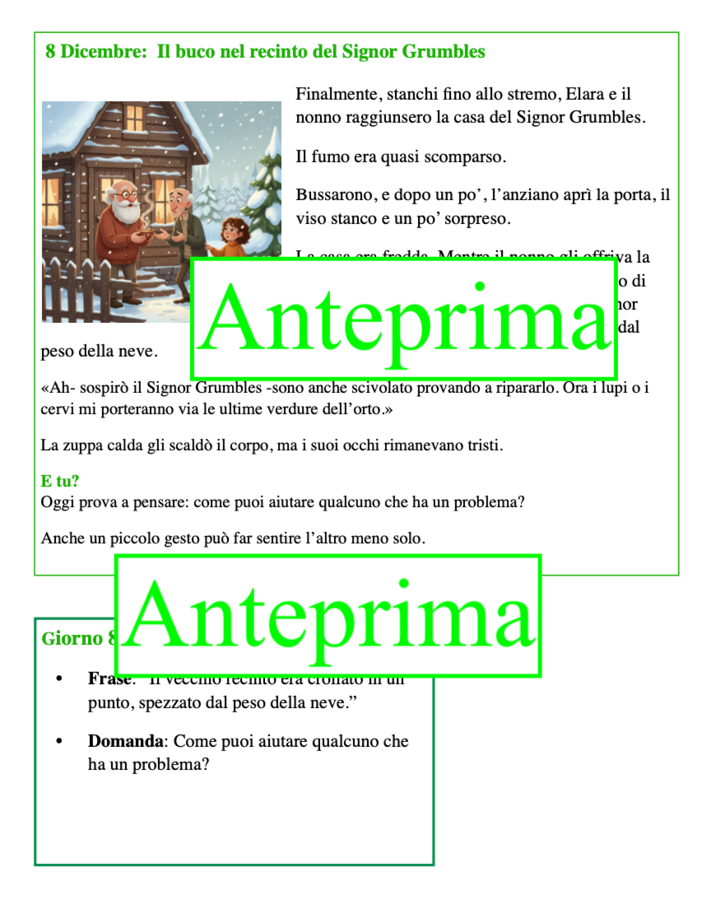 Quando la neve unì il villaggio-Calendario didattico dell’Avvento-narrazione, educazione emotiva e attività linguistiche