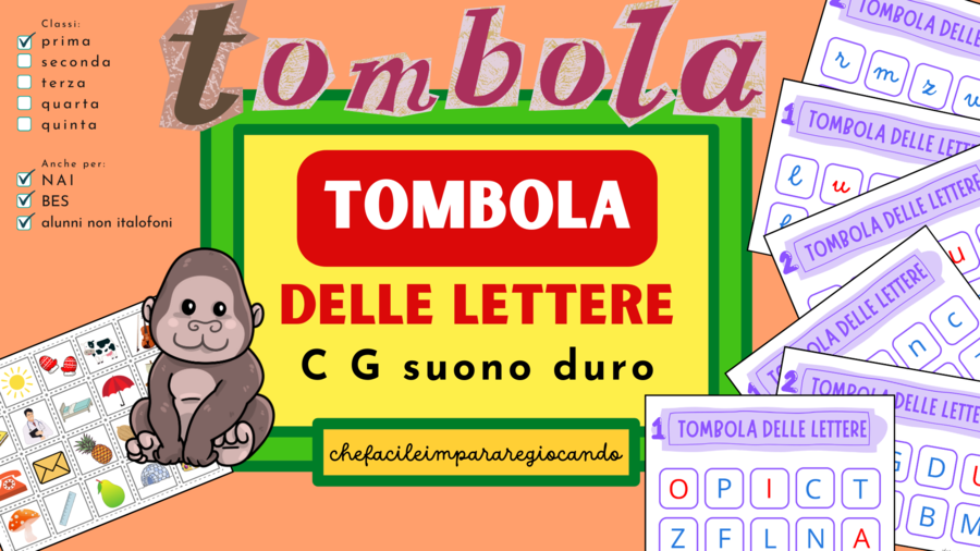 LETTERE DELL'ALFABETO - TOMBOLA - LETTERA/IMMAGINE - C G DURO - CLASSE PRIMA