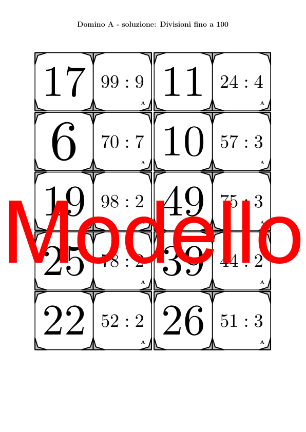 Domino | Divisioni fino a 100 | Attività Matematica