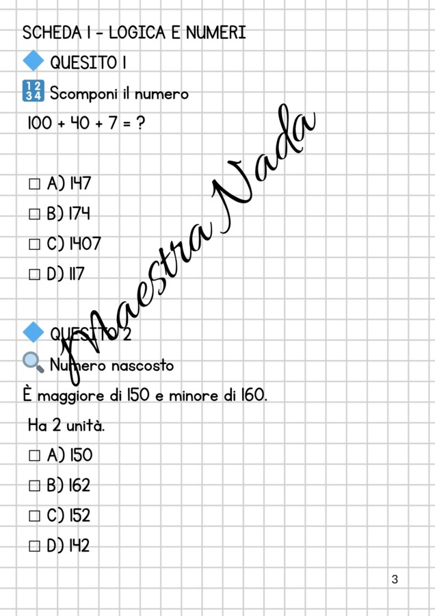Verifica di secondo quadrimestre matematica classe seconda primaria