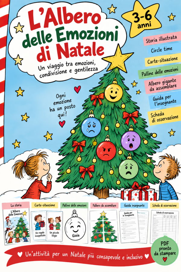 Albero delle Emozioni di Natale – Kit didattico sulle emozioni per scuola dell’infanzia 3-6 anni