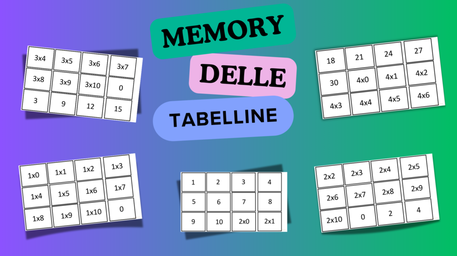 Pacchetto per giocare con le tabelline - memory, domino e tombola