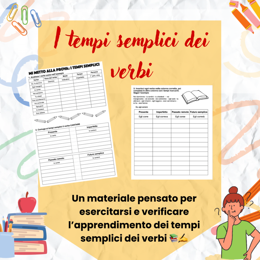 I tempi semplici dei verbi - classe terza
