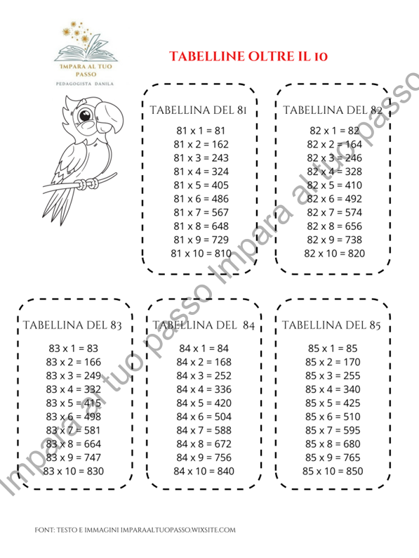 Tabelline oltre il 10