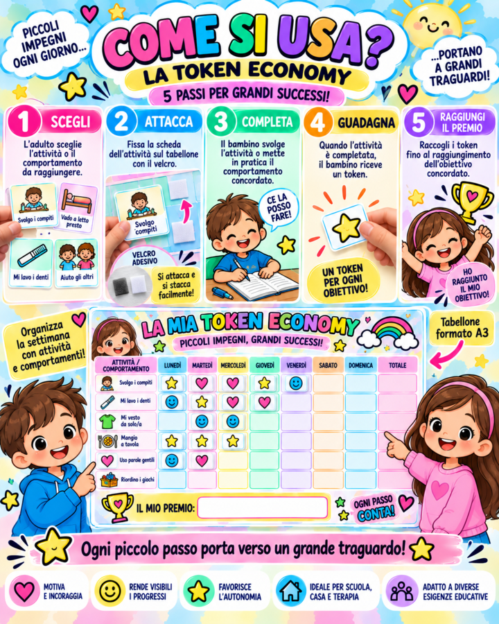 La Mia Token Economy | Tabellone A3 + Token + Attività e Comportamenti + Mini A4