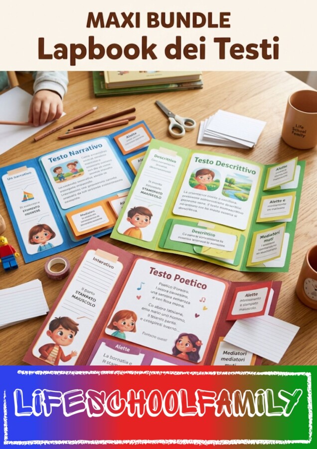 MAXI BUNDLE Lapbook dei Testi: Narrativo, Poetico, Descrittivo