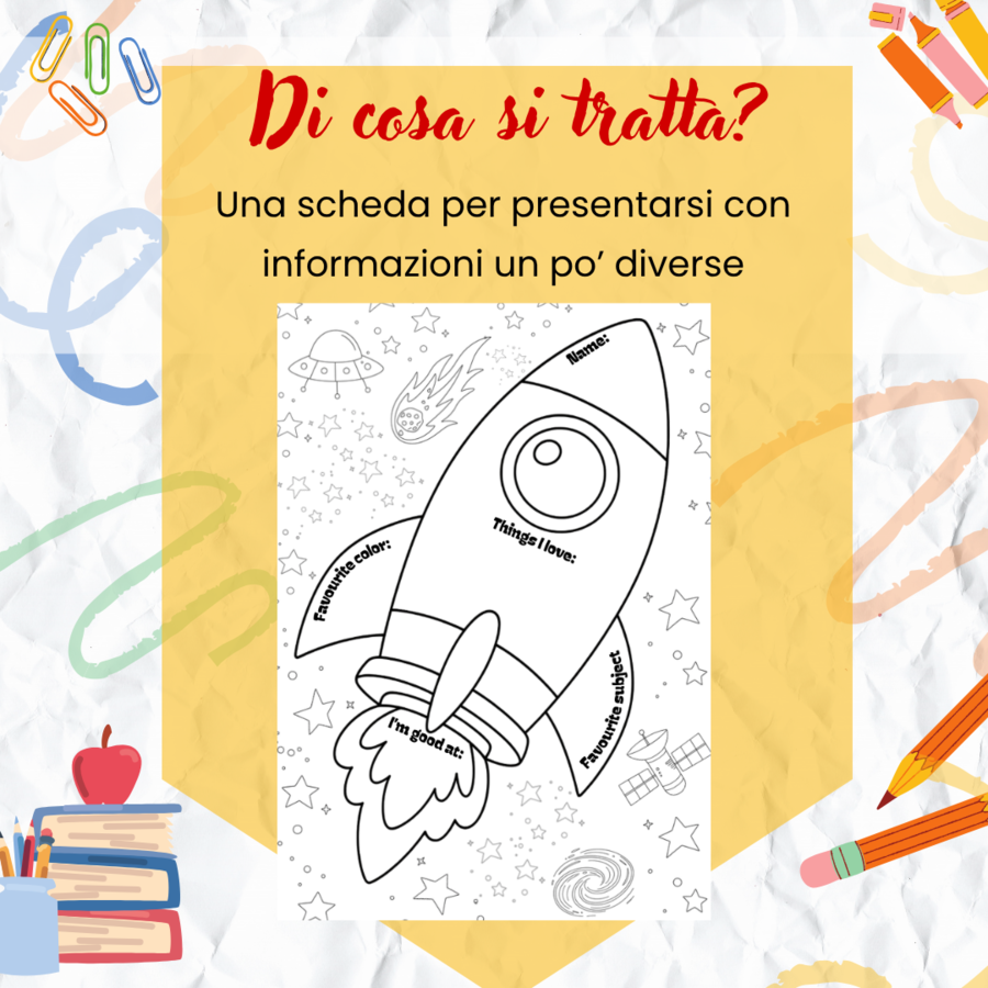 Presentazioni stellari: scheda per presentarsi in inglese, tema spazio (classe quinta)