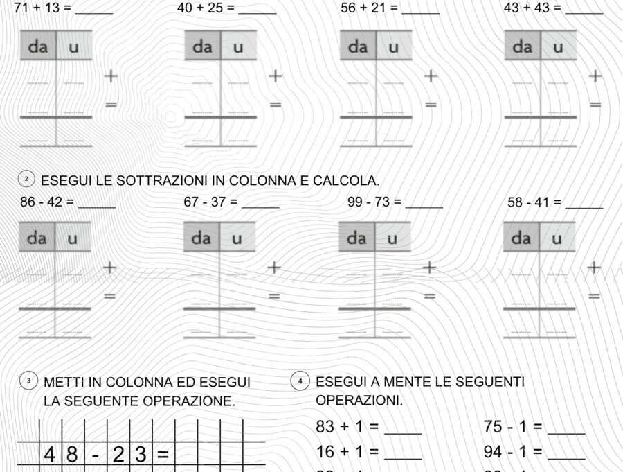 Verifica di matematica (operazioni a due cifre) - classe seconda