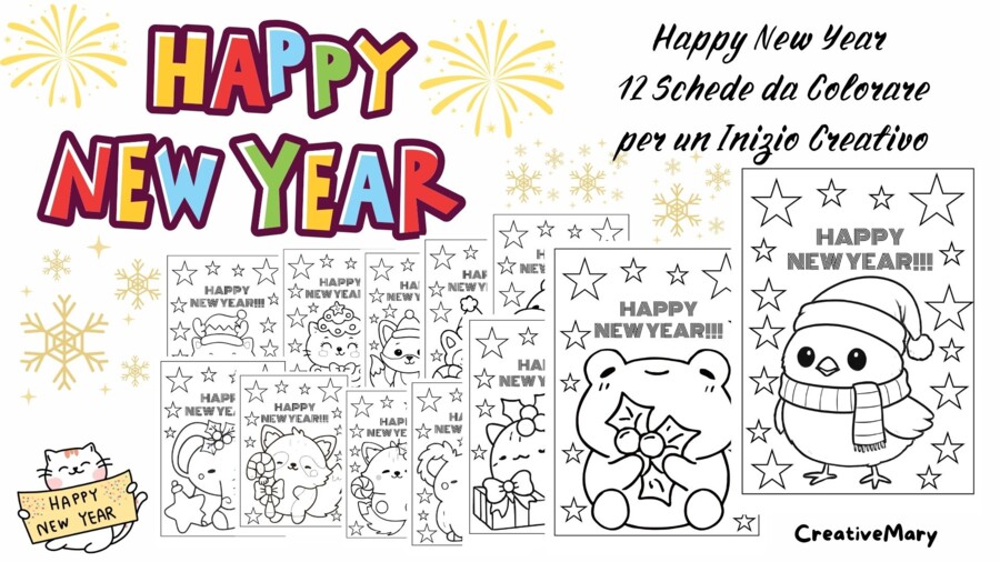Happy New Year – Schede da Colorare per un Inizio Creativo