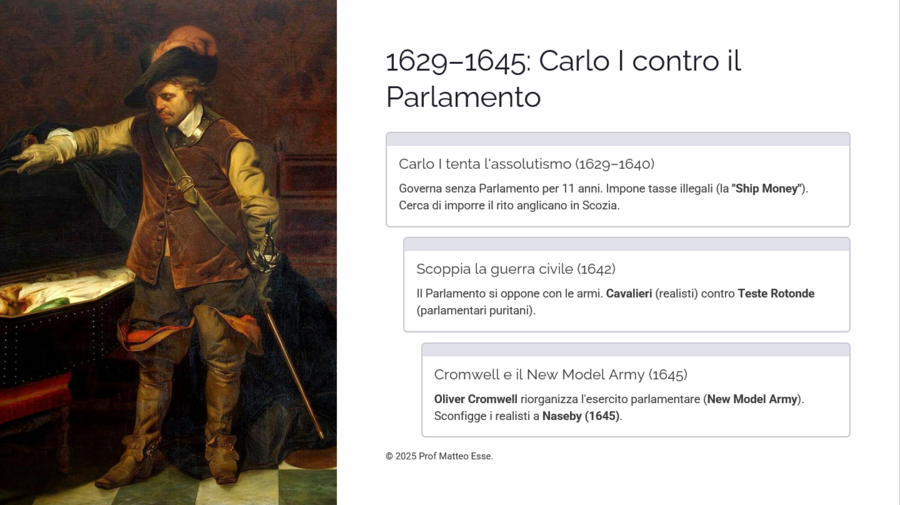 Politica del '600: Assolutismo vs Parlamentarismo. Rivoluzione Inglese e modelli europei (PPTX)