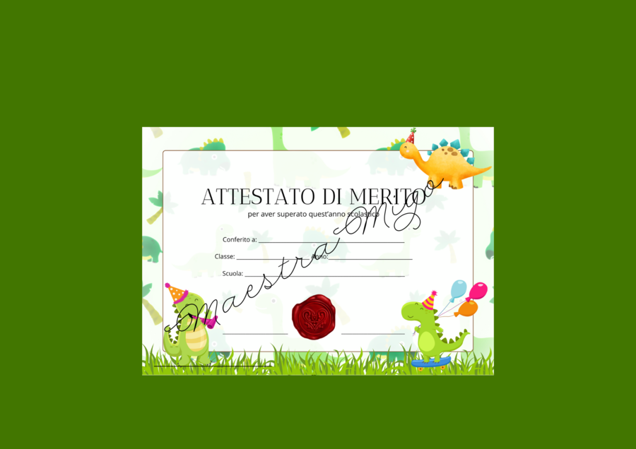 ATTESTATO DI MERITO - DINOSAURI