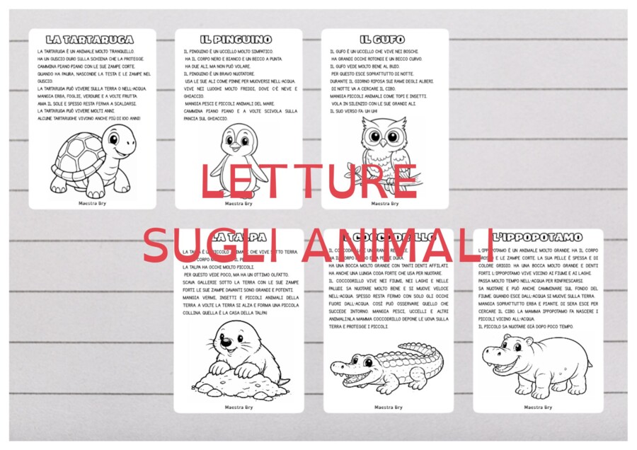 LETTURE SUGLI ANIMALI IN STAMPATO MAIUSCOLO