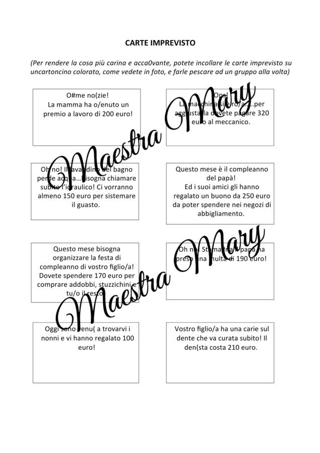 Compito di realtà - Matematica classe 5 - gestione dello stipendio familiare