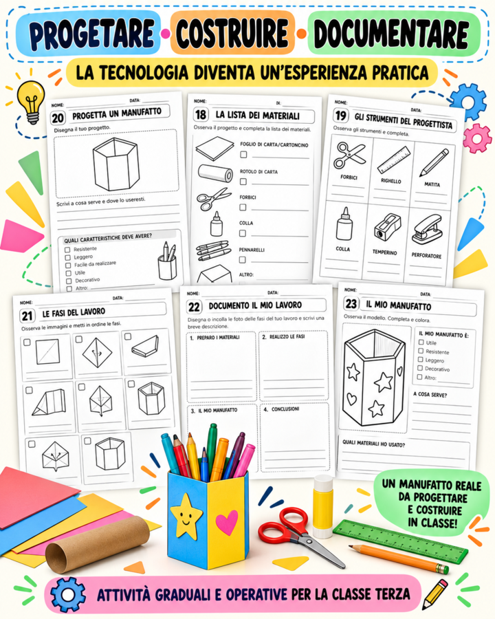TECNOLOGIA CLASSE TERZA – Oggetti, Materiali, Funzioni e Progetti | 38 Schede Operative + Compito di Realtà+Soluzioni