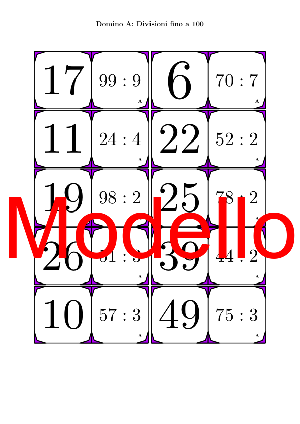 Domino | Divisioni fino a 100 | Attività Matematica