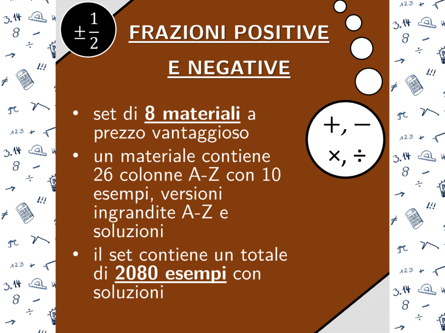 Frazioni positive e negative | matematica | pacchetto promozionale
