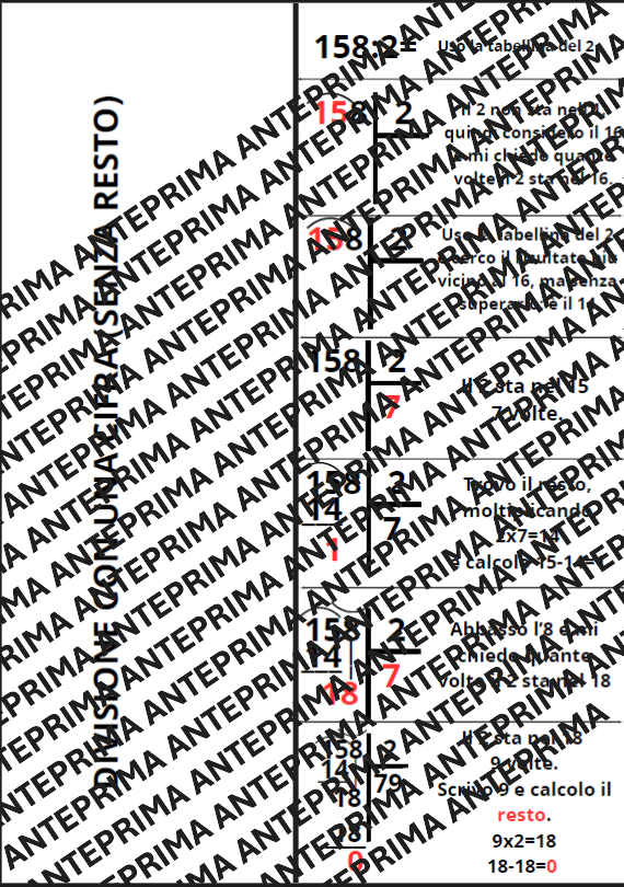 Strumento compensativo per le divisioni in colonna (aletta per il quaderno)