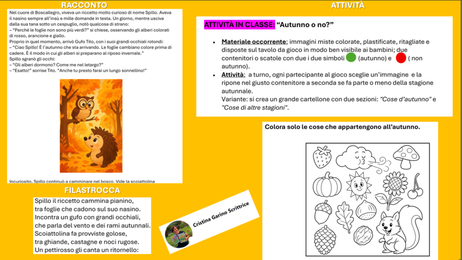 ATTIVITÀ INTERDISCIPLINARE SULL' AUTUNNO:"SPILLO E IL SEGRTO DELL'AUTUNNO"