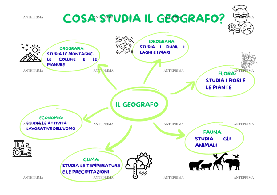 Mappa concettuale_ "che cosa fa il geografo?"_ cl. 3^ primaria