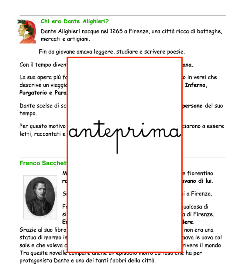 Dante e il fabbro che storpiava i versi-un percorso tra storia e narrazione con attività per il Dantedì