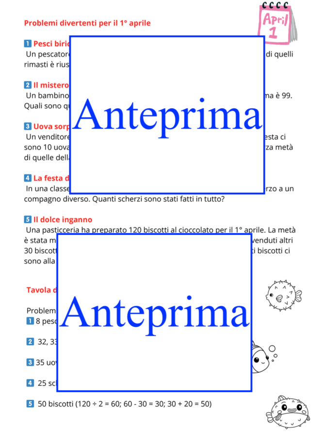Problemi Matematici per un 1° Aprile tutto da ridere! classi 3-5