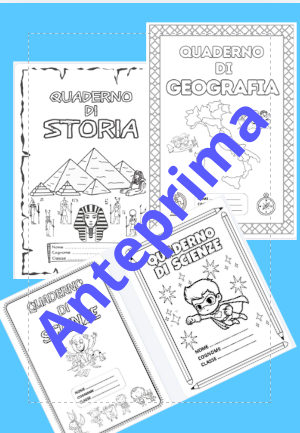 Kit 47 Copertine per Quaderni della Scuola Primaria da Colorare (Tutte le Materie)