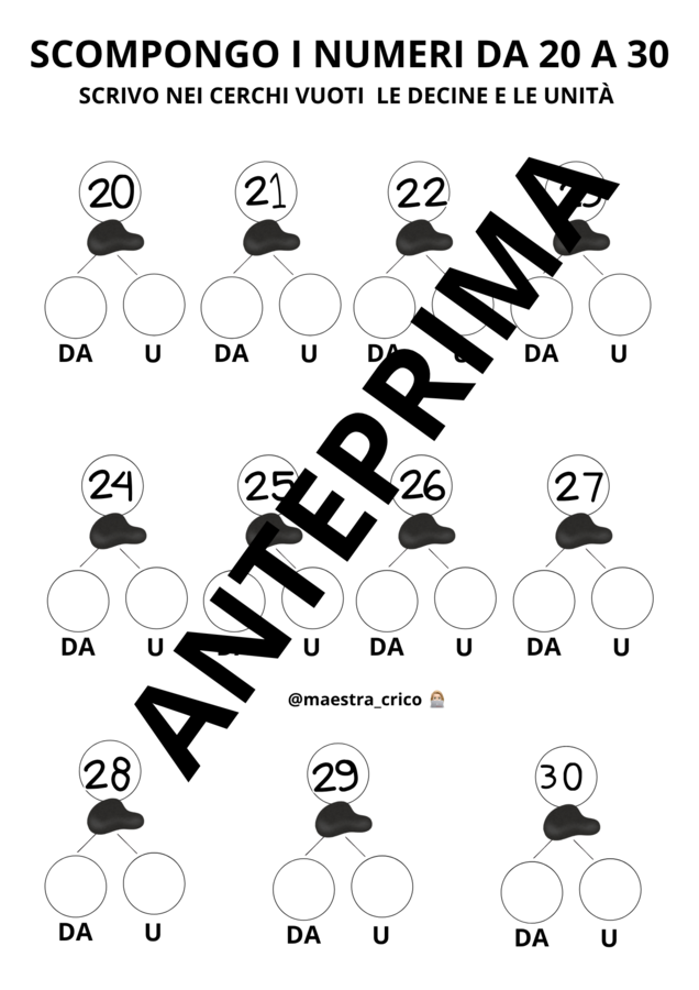 COMPOSIZIONE E SCOMPOSIZIONE DEI NUMERI DA 20 A 100