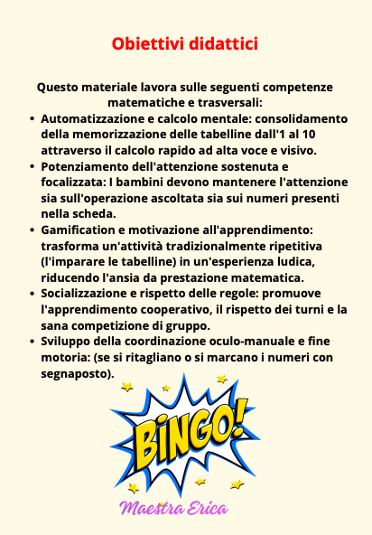 Bingo delle Tabelline (1-10) |- Gioco didattico da stampare - 20 cartelle + 100 tessere