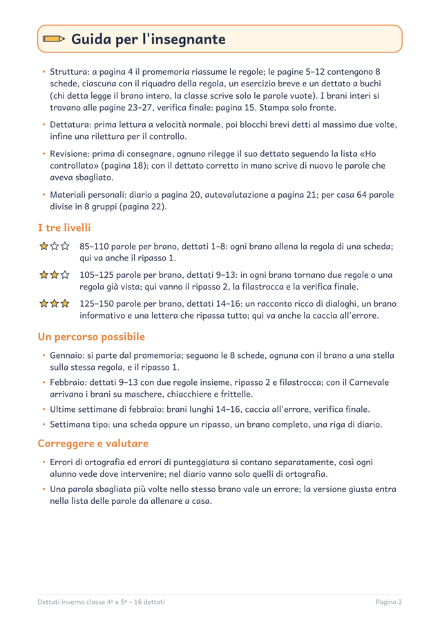 Dettati inverno classe quarta e quinta: 16 dettati