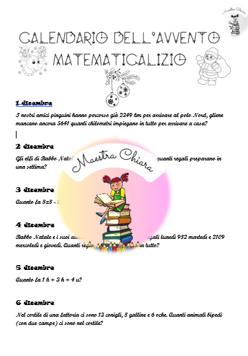 CALENDARIO DELL'AVVENTO MATEMATICALIZIO