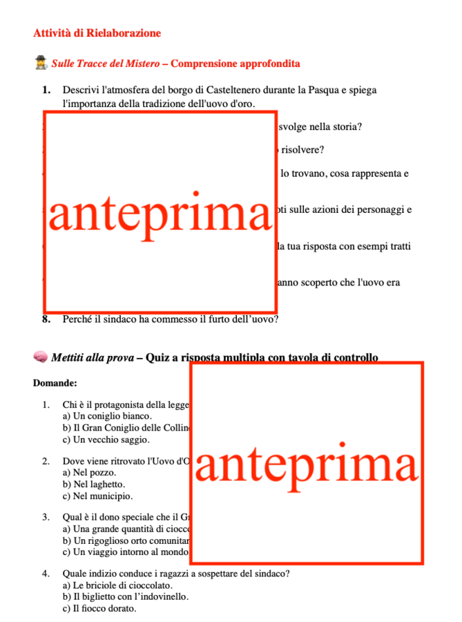 L'uovo d'oro di Casteltenero; un pacchetto di attività per un'indagine pasquale per giovani detective; classi 3-4-5