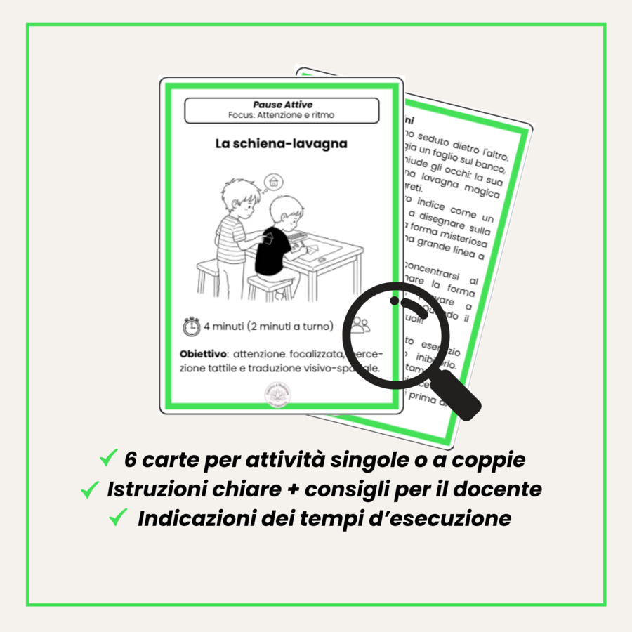 Pause Attive in Classe: Modulo Attenzione e Ritmo (Verde) - 6 Carte Stampabili