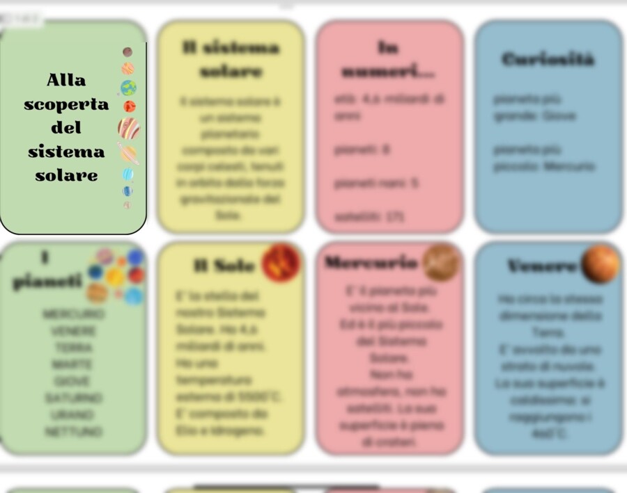 Flash card Sistema Solare