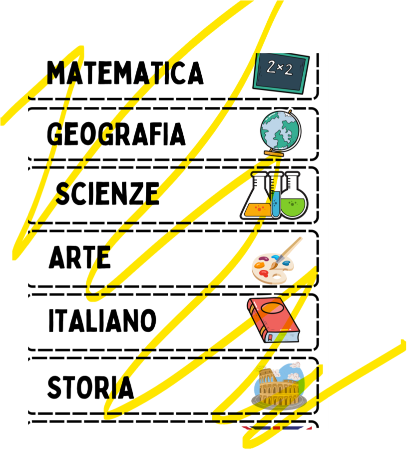Etichette discipline per agenda visiva.