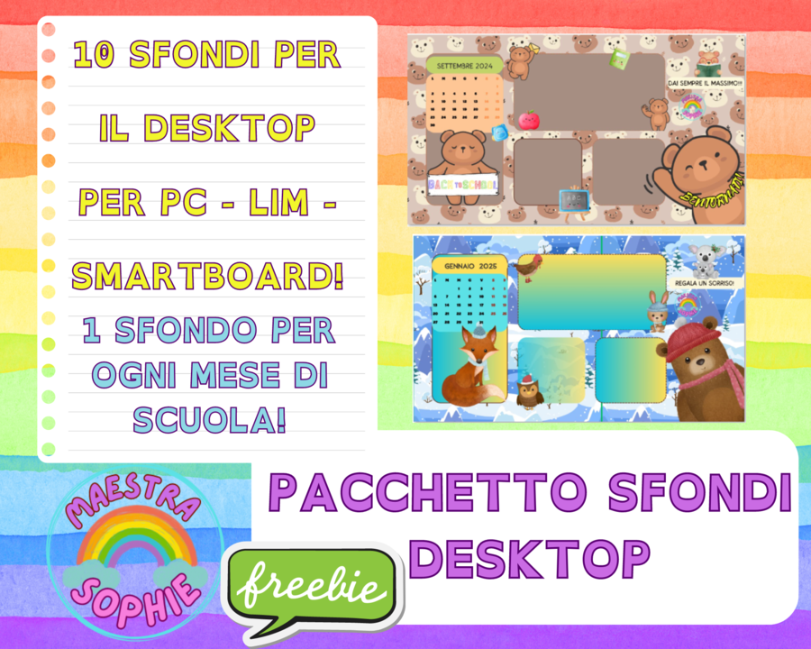 PACCHETTO 10 SFONDI DESKTOP CON I TEMI DEI MESI DELL'ANNO